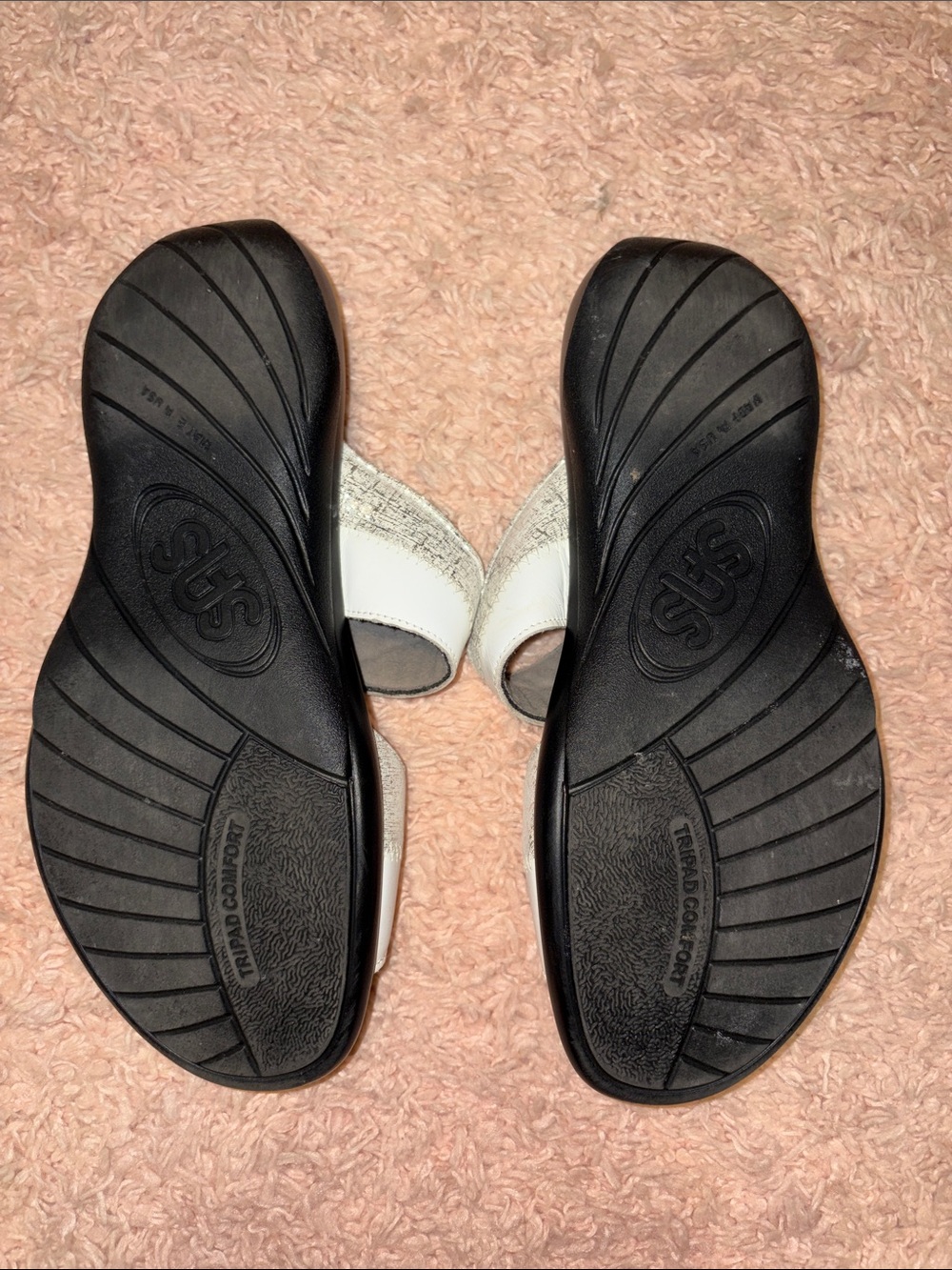 SAS Nudu Leather White Silver Shimmer Comfort Sandal Size 8.5WW - Picture 4 of 11
